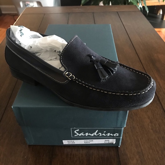 Sandrino Other - Sandrino Men’s Suede Navy Leather Tassel Loafer